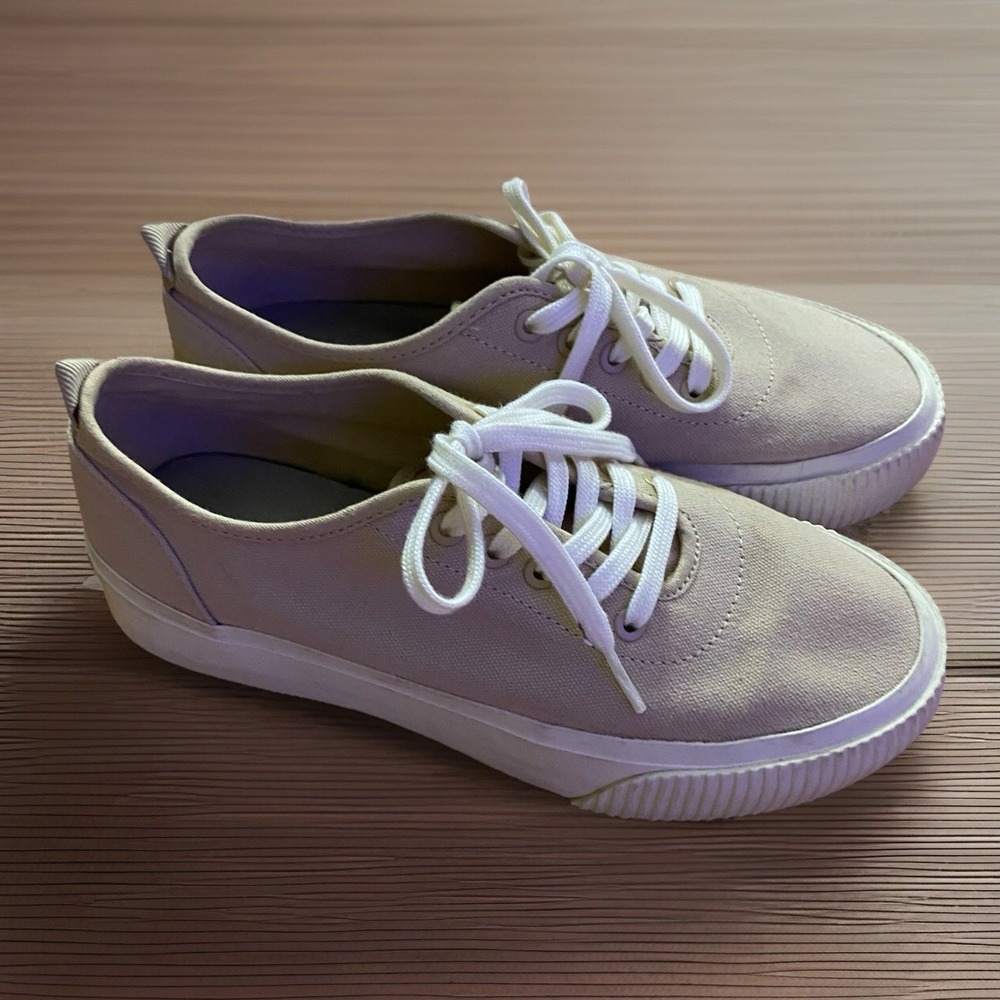 EVERLANE Women The Forever Sneakers Size 8‎ Beige Organic Cotton